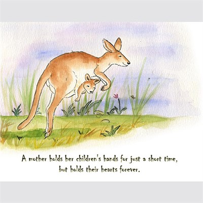 Kangaroo and Its Baby II - Watercolor Print with Custom Tex - myDaVinci